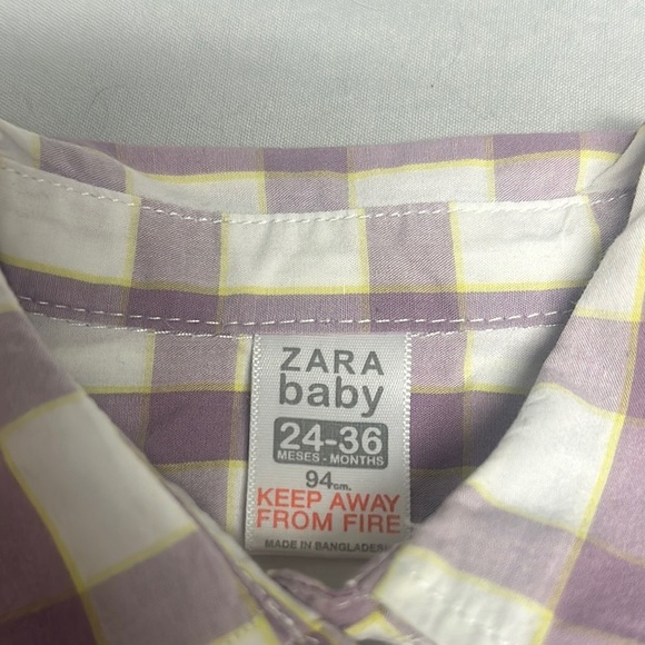 Zara Purple and White Button Down Shirt Casual Cotton Blend - Picture 2 of 5